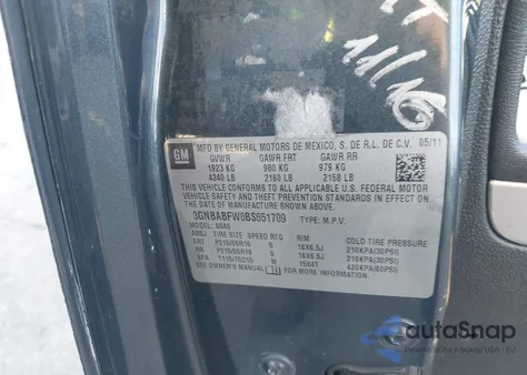 2011 Chevrolet Hhr Lt z USA, uszkodzony, nr VIN 3GNBABFW0BS651709